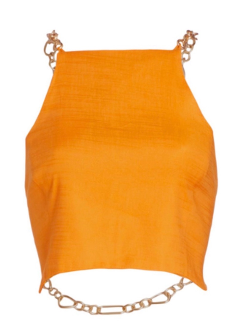 Cult Gaia Joey Chain Strap Cropped Open Back Top Orange XS
